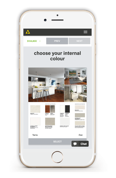 Australian Building Company - Home Creator. Clean & Intuitive mobile design.